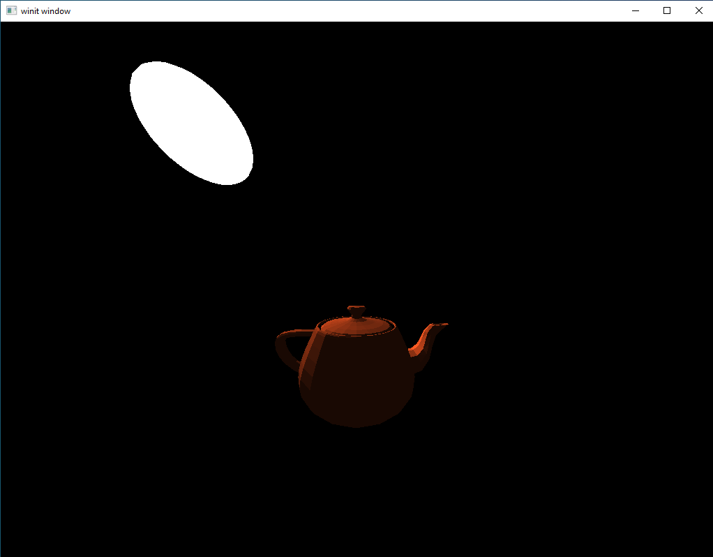 image showing an illuminated teapot along with a sphere representing light position