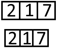 a picture of "217" in two spacing schemes with the character width shown with a box