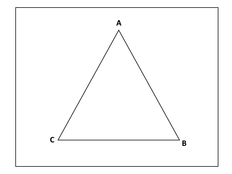a picture of a triangle with the three vertices labeled from A to C